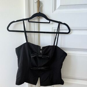 Elegant Black Bow Detail Women's Top